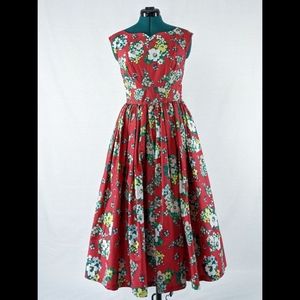 Red floral dress